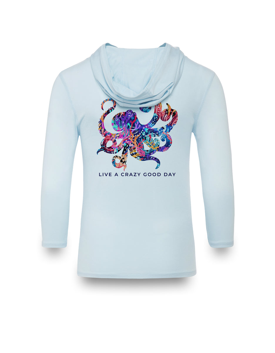 Octopus | Little Tuna Echo Performance Hoodie | Ice Blue