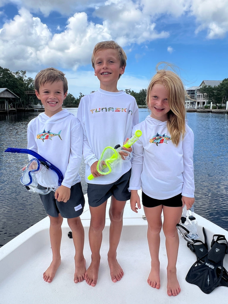 Kids wearing Tuna Tango design