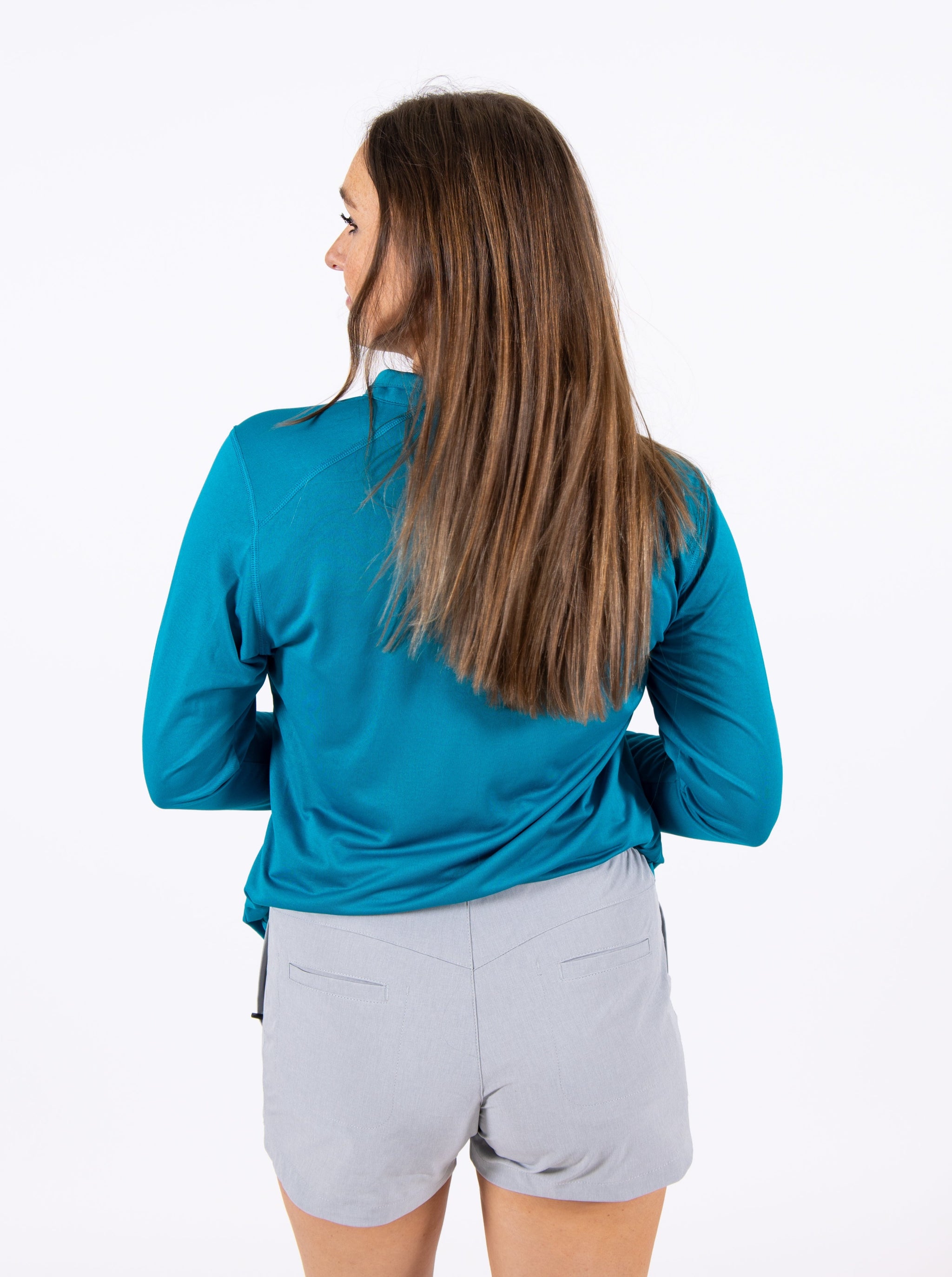 Women's Echo Performance Quarter Zip | Teal – Tunaskin Aquatic Apparel