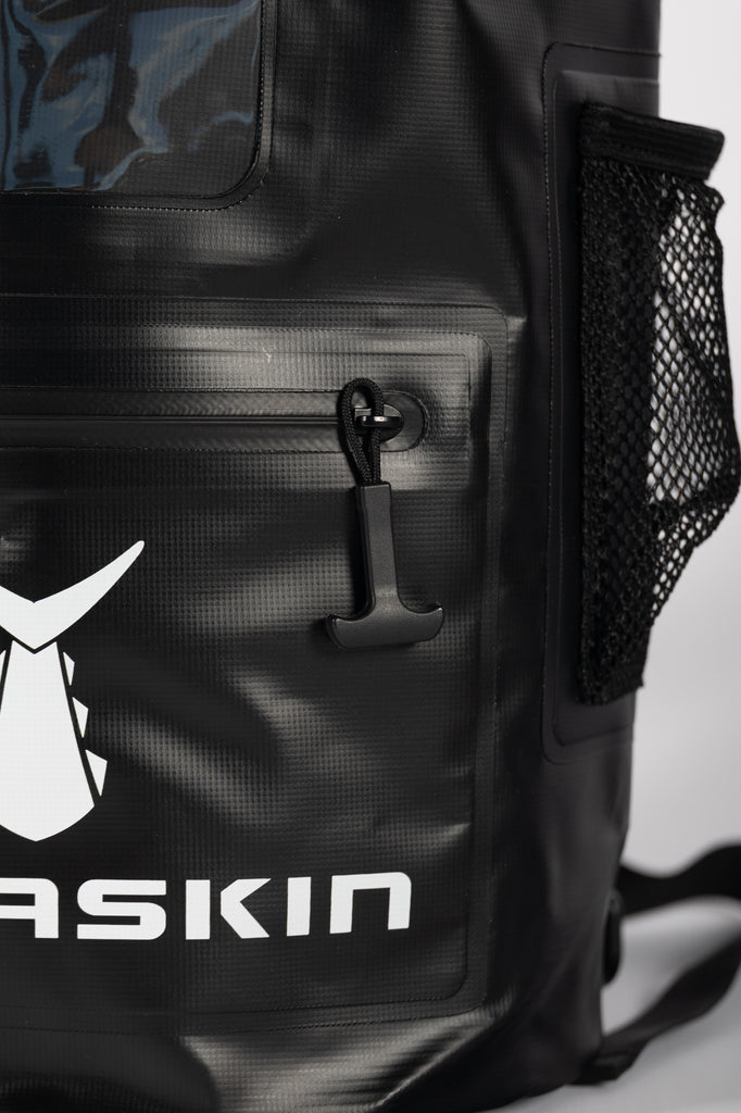 Tunaskin waterproof backpack dry bag in black.