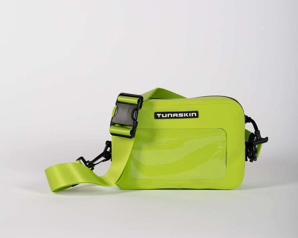 lime green tunaskin crossbody board bag
