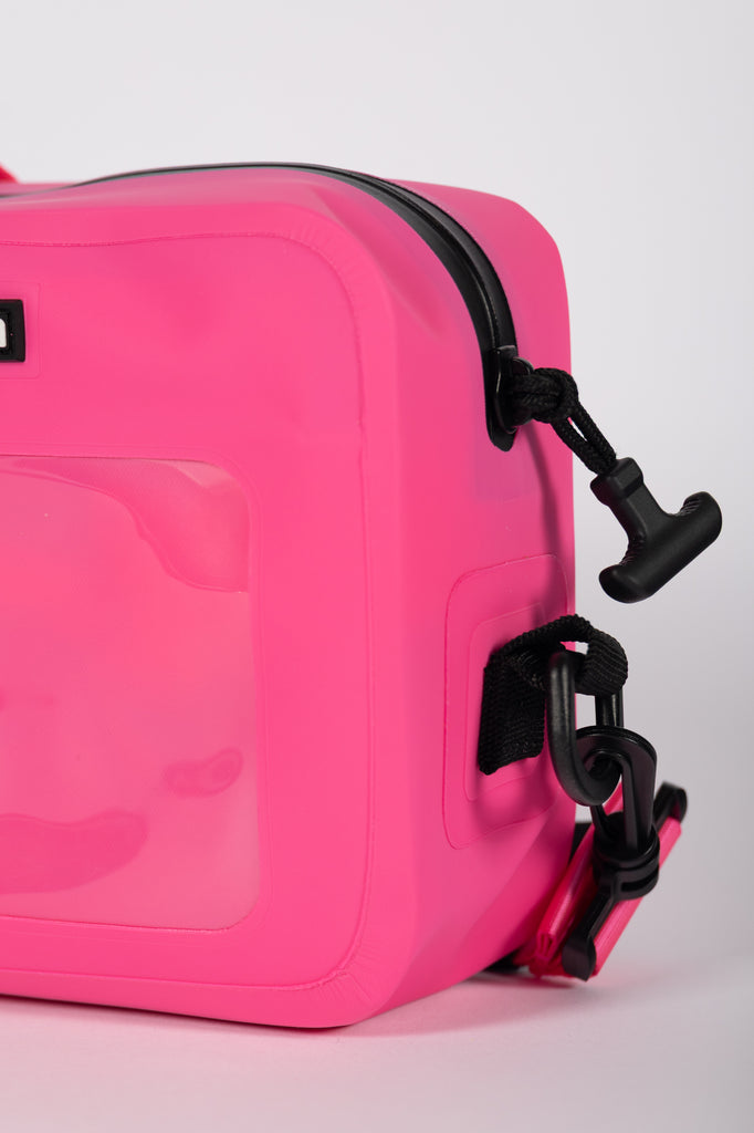 tunaskin waterproof crossbody board bag in hot pink