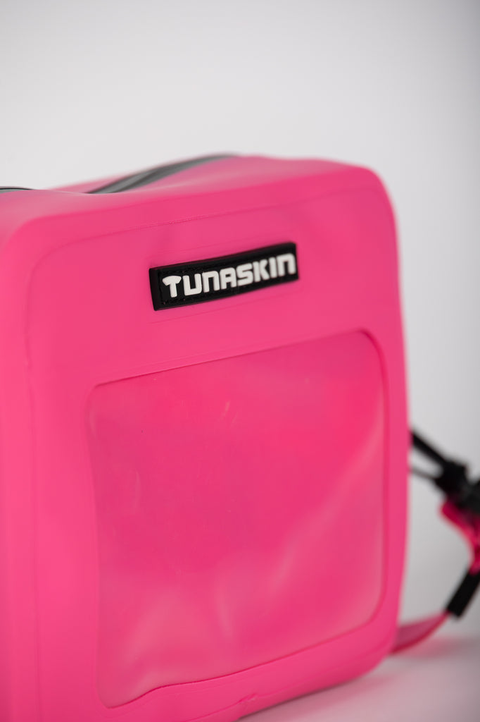 tunaskin waterproof crossbody board bag in hot pink