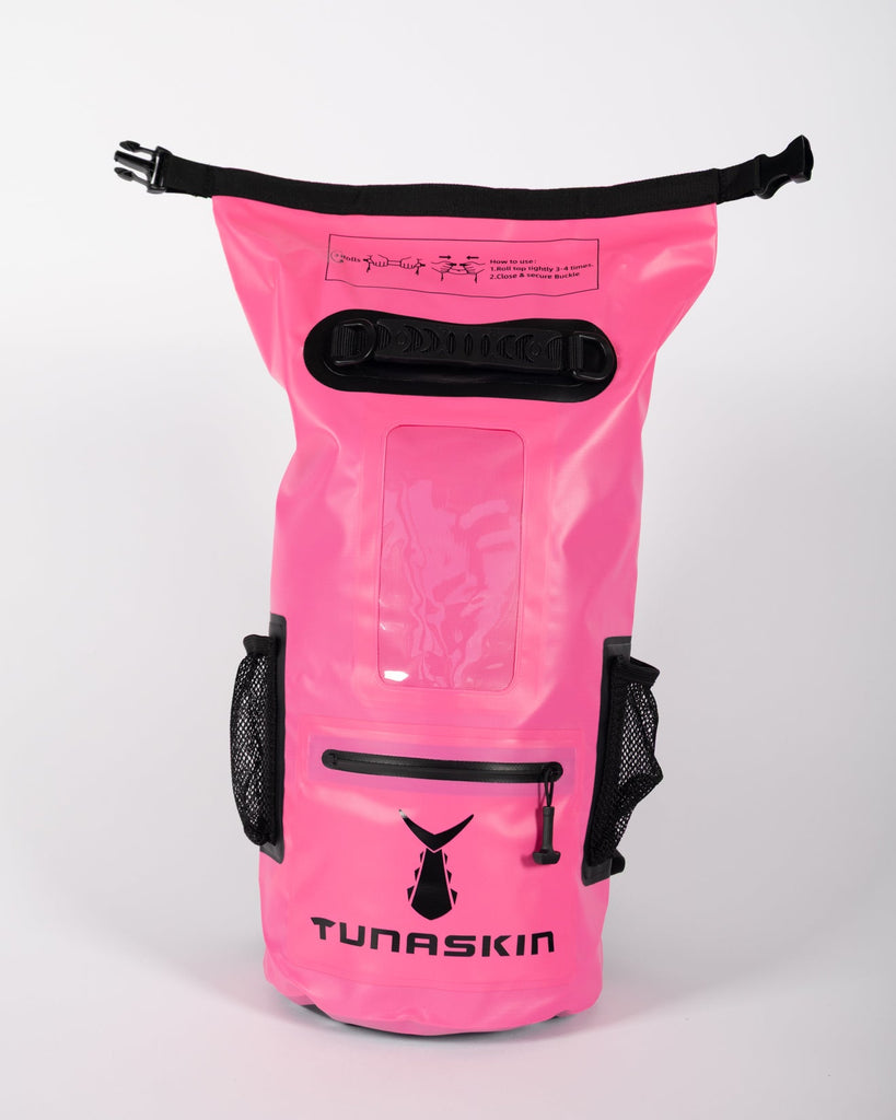 Tunaskin waterproof backpack dry bag in hot pink