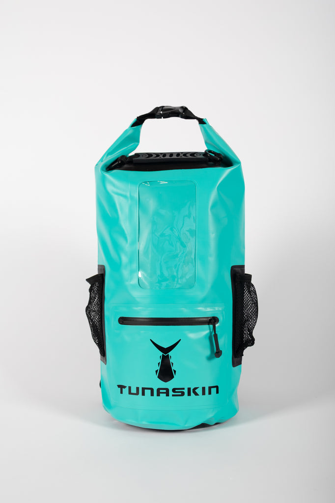 Tunaskin waterproof 20L backpack dry bag in teal